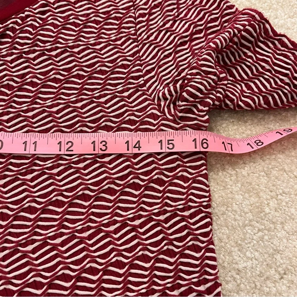 Anthropologie Maeve Dress Womens Small Red White Textured Lined Fringe Hem Zip - Picture 7 of 9